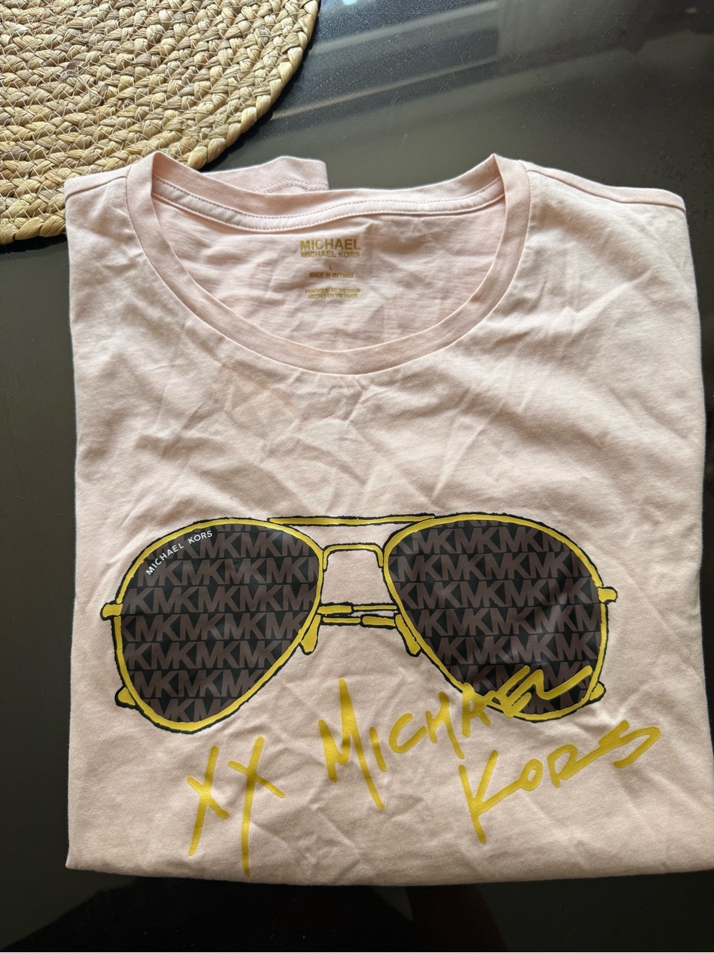 Michael Kors Light Pink Tee with Sunglasses Graphic